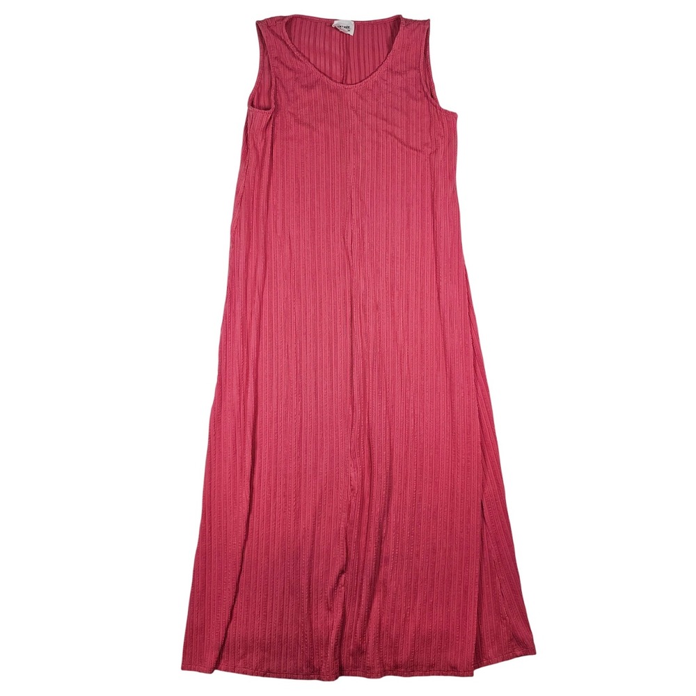 Andree by Unit Pink Ribbed Sleeveless Maxi Dress Scoop Neck Medium